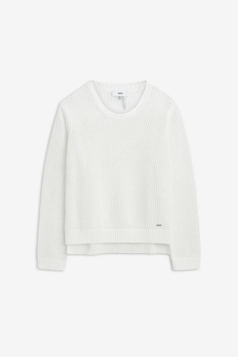 CINETA Grobstrickpullover mit offener Mesh-Struktur