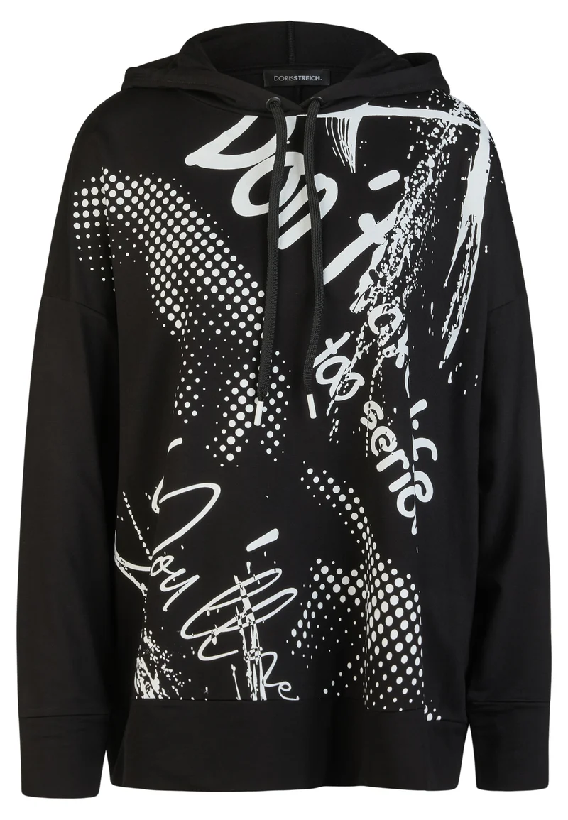 Sweatshirt mit Hoodie und „DON'T TAKE LIFE TOO SERIOUSLY“-Motiv