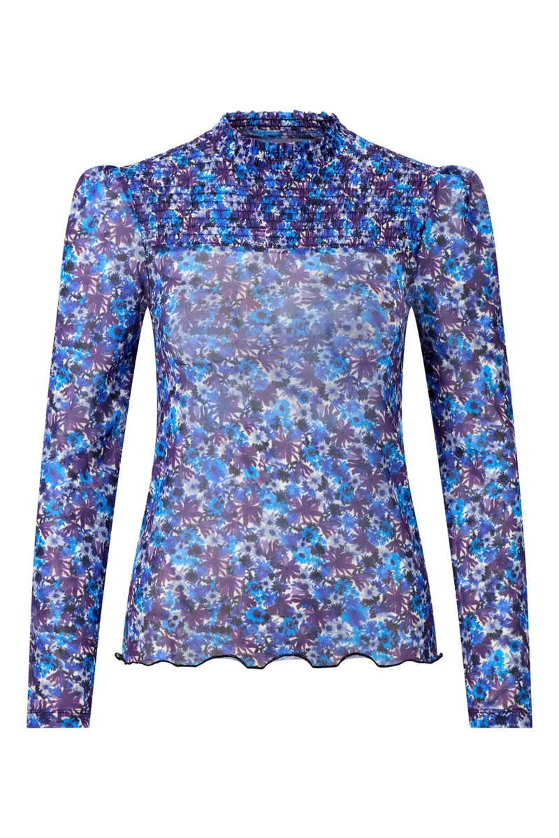 Mesh-Longsleeve mit floralem Print