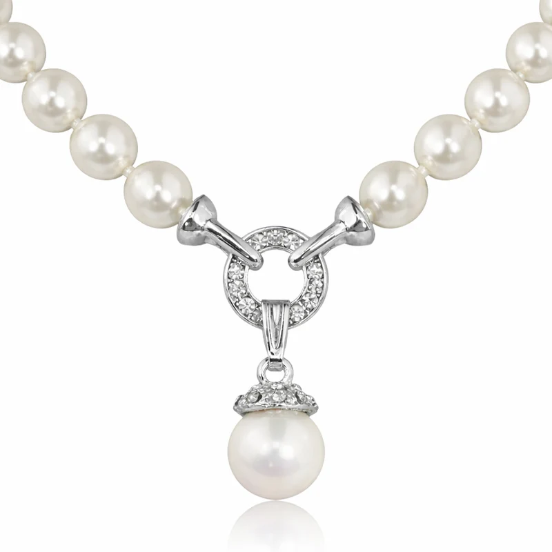 LUISIA Perlen Collier mit großem Anhänger und Premium Kristallen