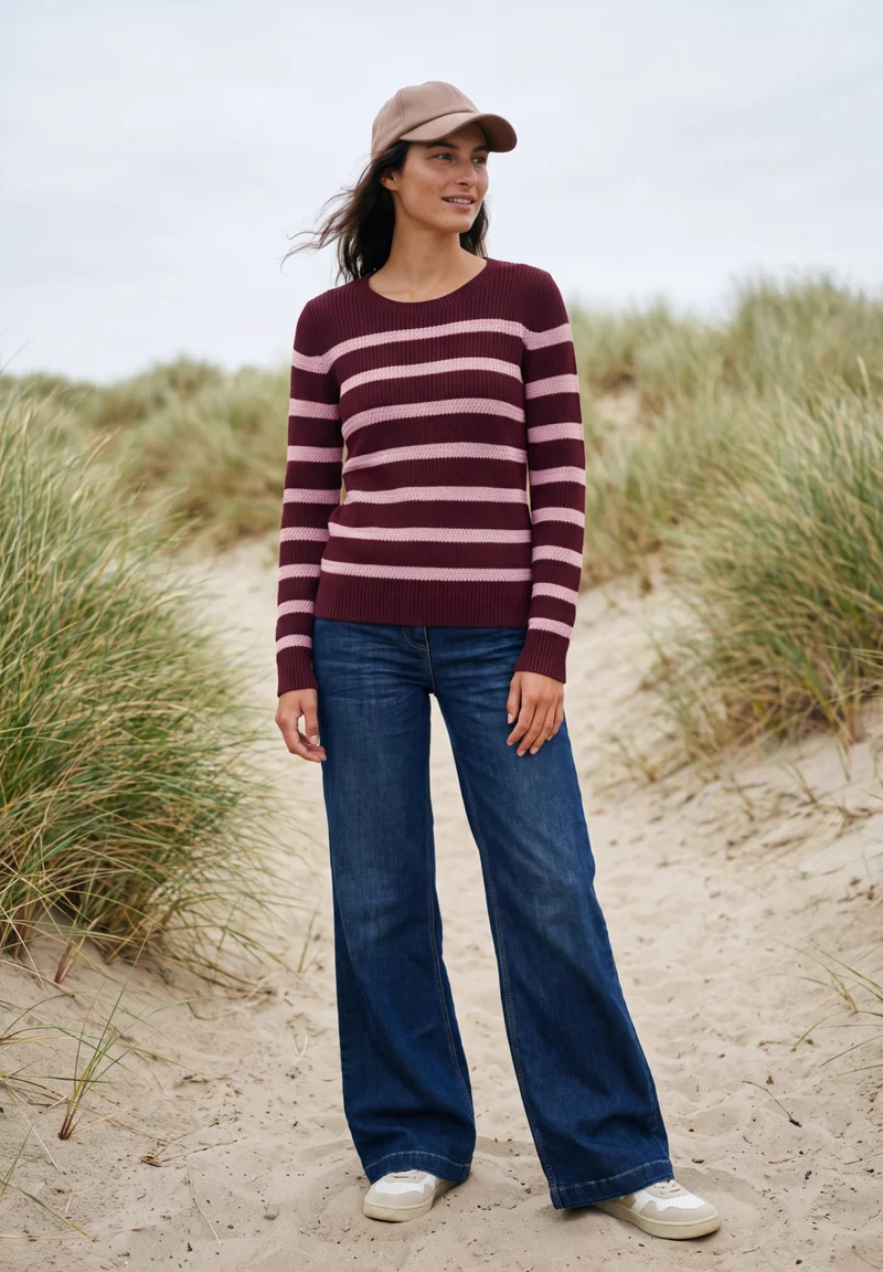 Pullover mit Rundhals und Streifen