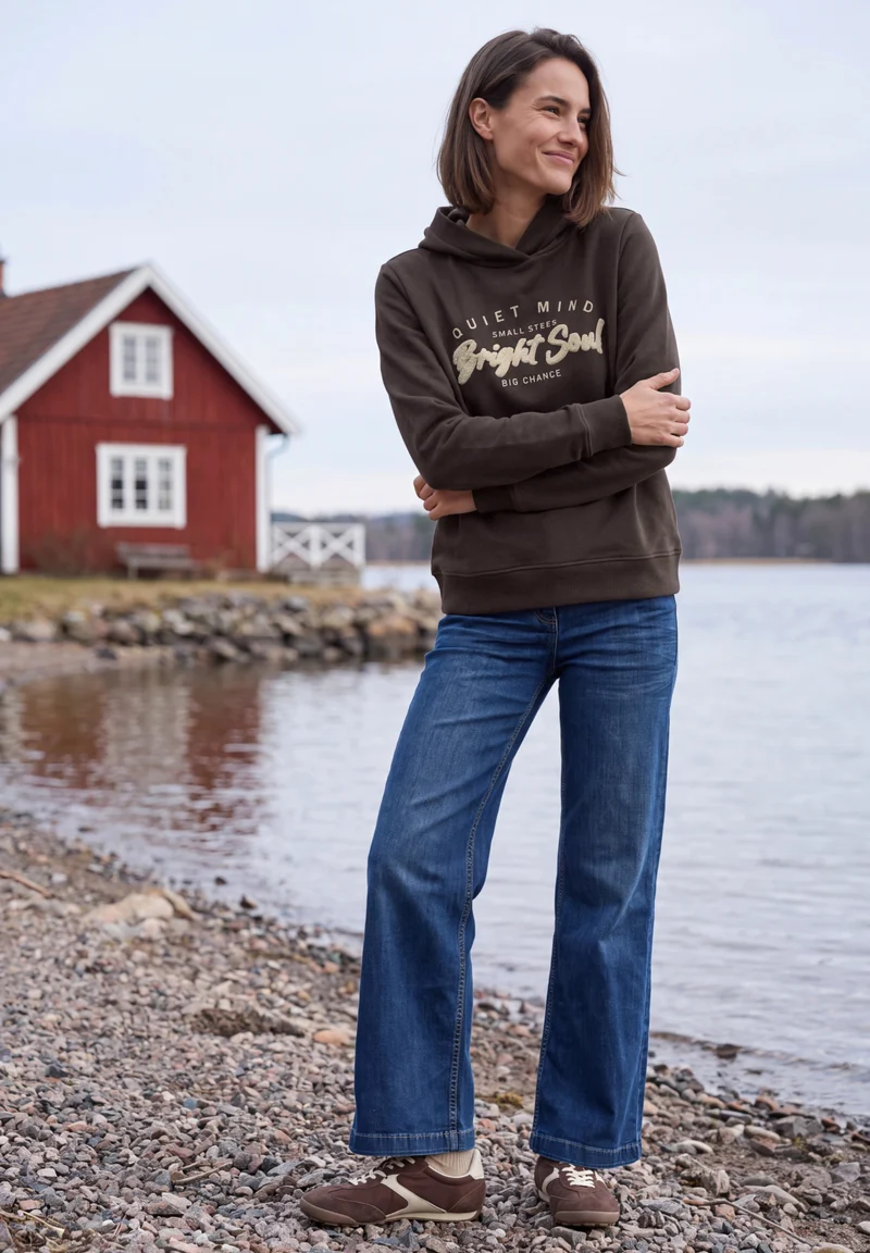 Hoodie mit Details in Rippstruktur