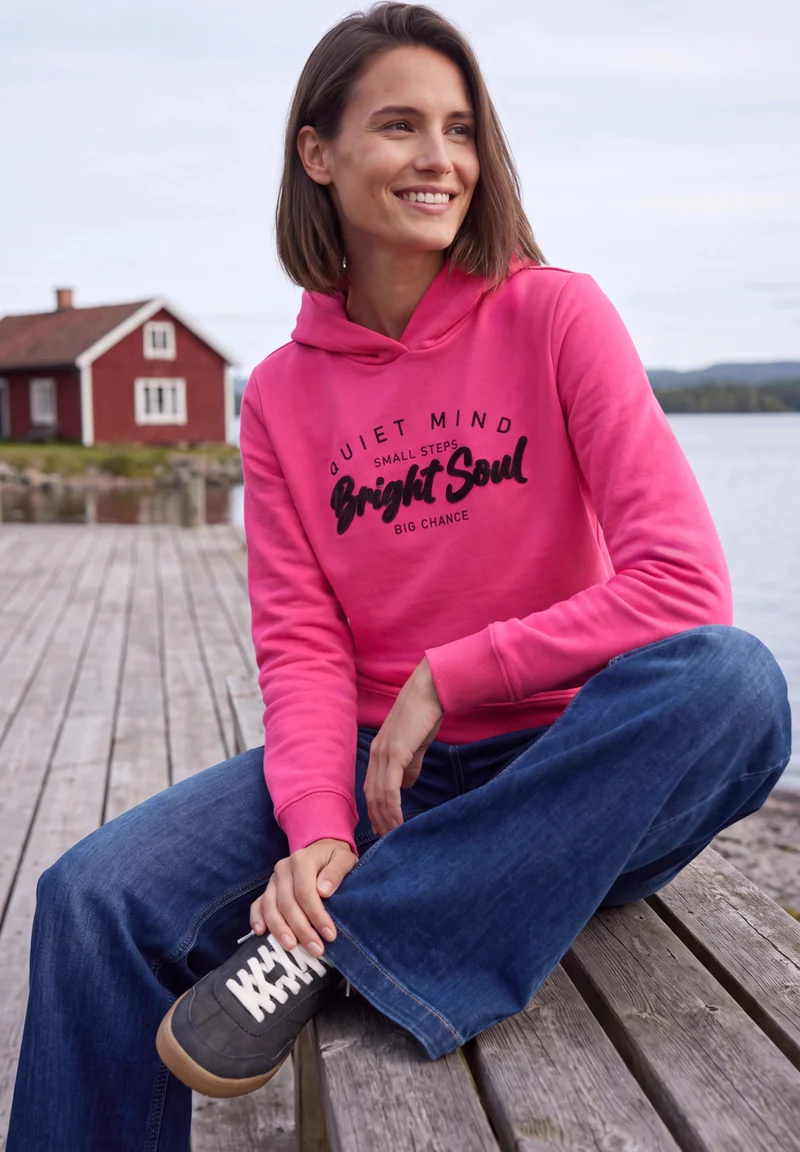 Hoodie mit Details in Rippstruktur