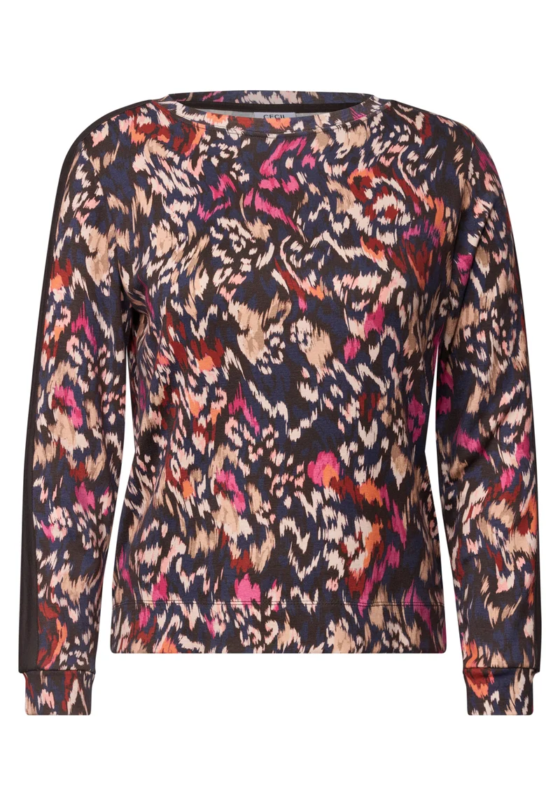 Langarmshirt mit Boat Neck und Print