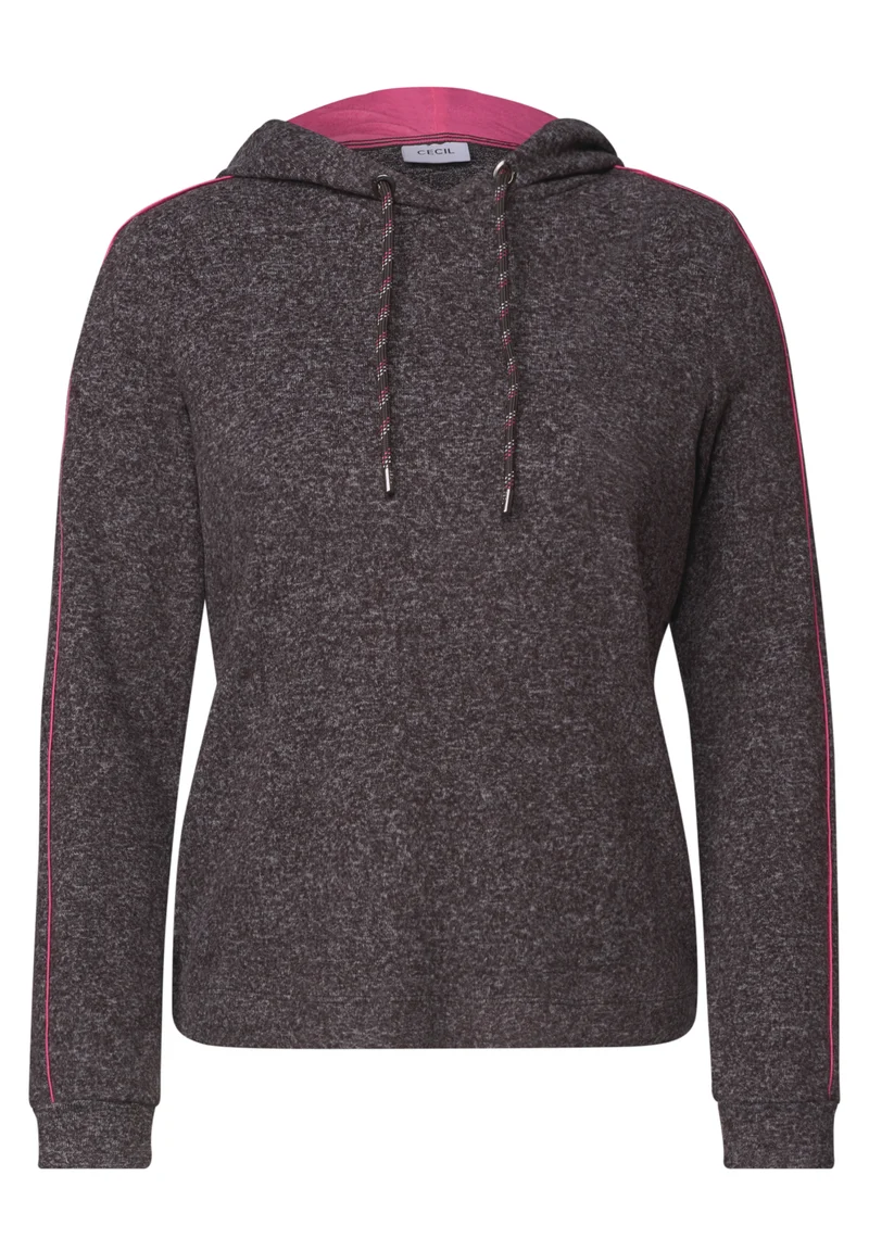 Langarmshirt mit Hoodie und Piping