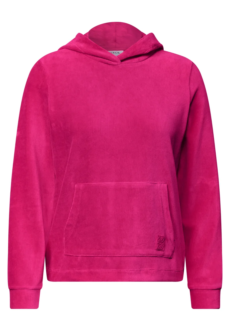 Langarmshirt aus Cord mit Kapuze
