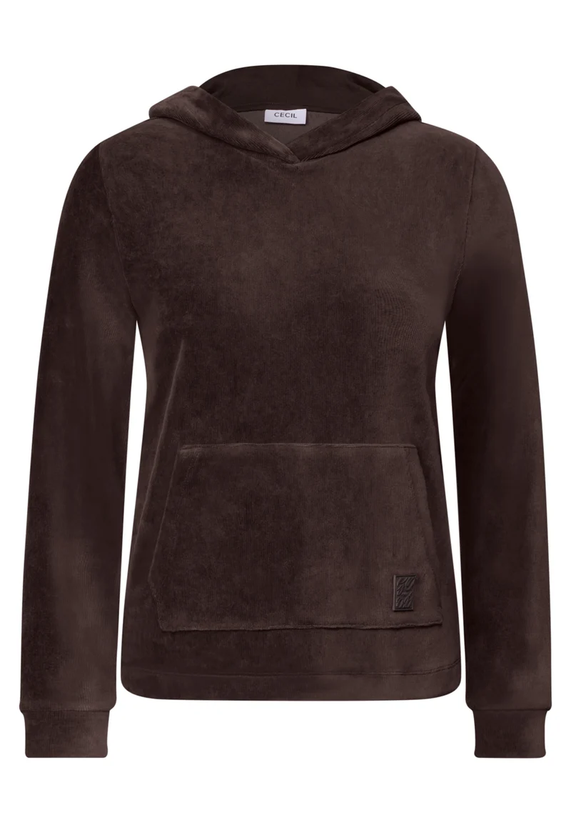 Langarmshirt aus Cord mit Kapuze