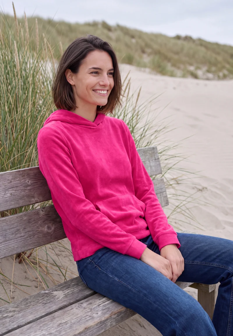 Langarmshirt aus Cord mit Kapuze