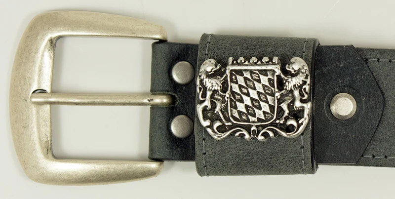 Trachtengürtel mit Dornschnalle und Bayernwappen - Dunkelgrau