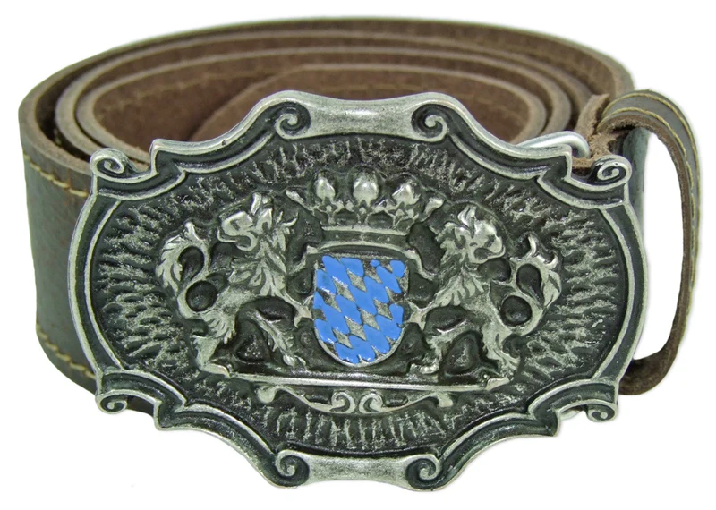 Trachtengürtel mit Koppelschließe und Bayernwappen - Dunkelbraun