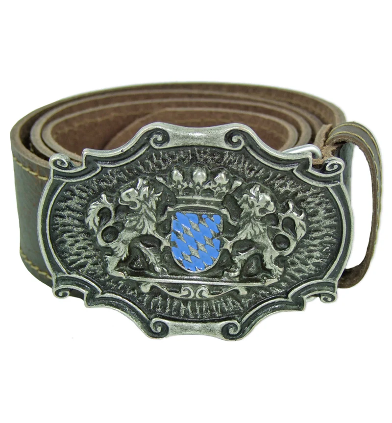 Trachtengürtel mit Koppelschließe und Bayernwappen - Dunkelbraun