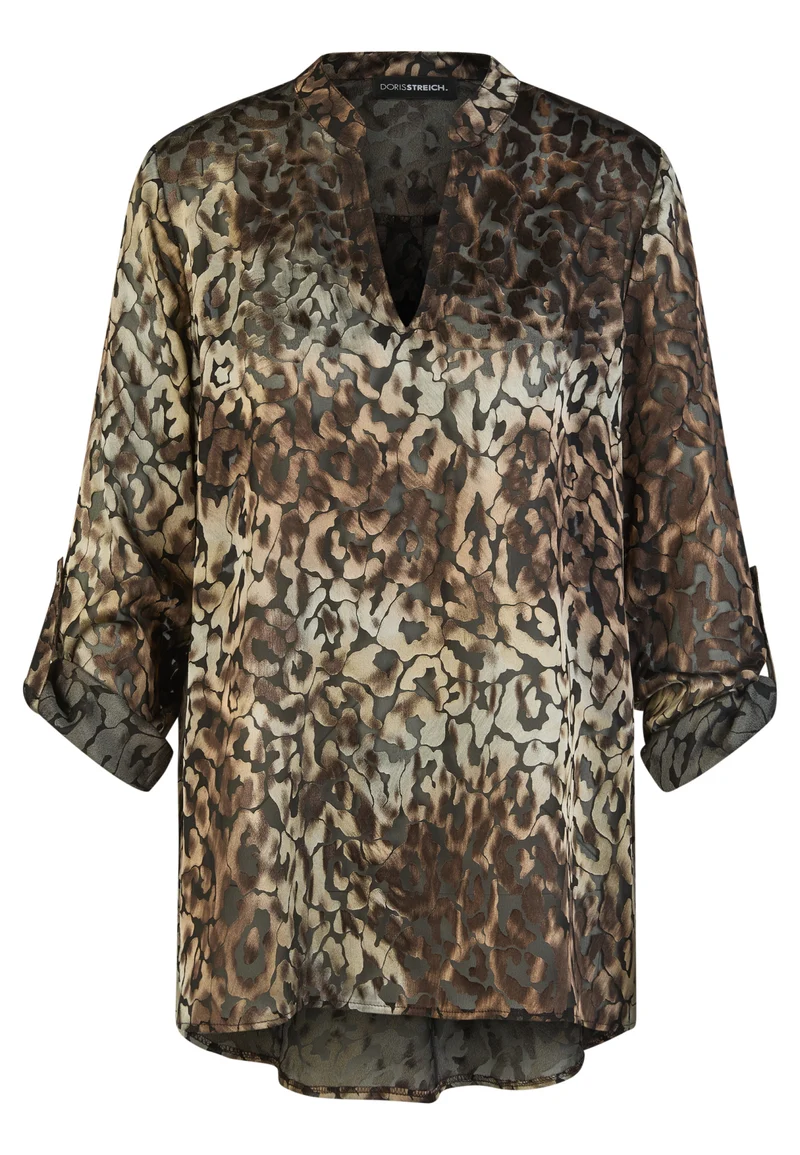 Bluse mit Leo-Print und A-Linien-Schnitt