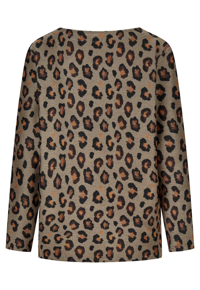 Shirt-Pulli mit Leo-Print und metallischer Ottoman-Struktur