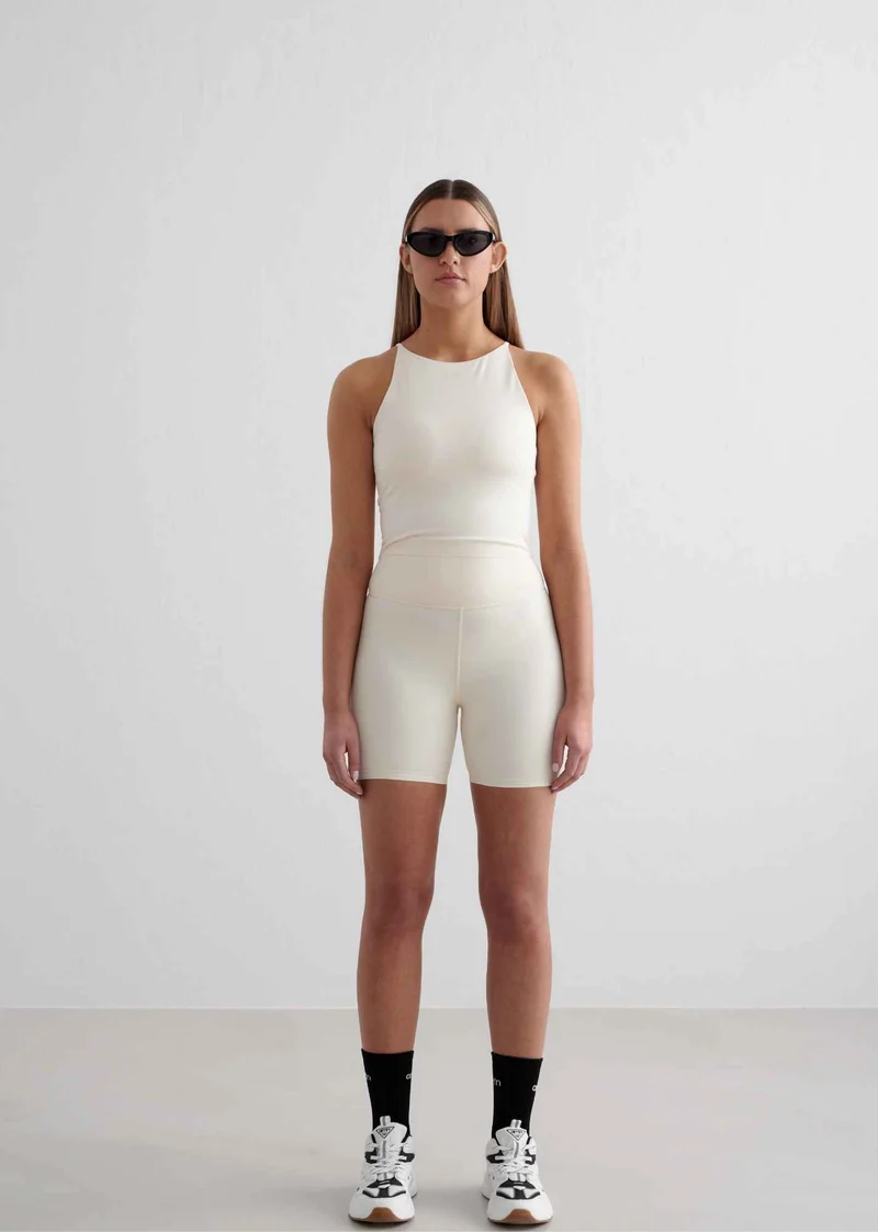 Sense Midi Biker Shorts in Almond White