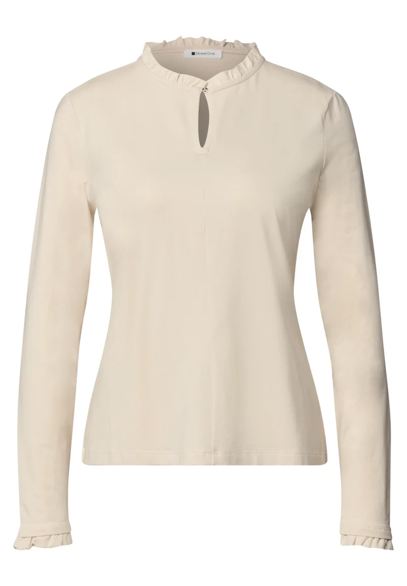 Langarmshirt mit Rüschen und Cut-Out-Detail
