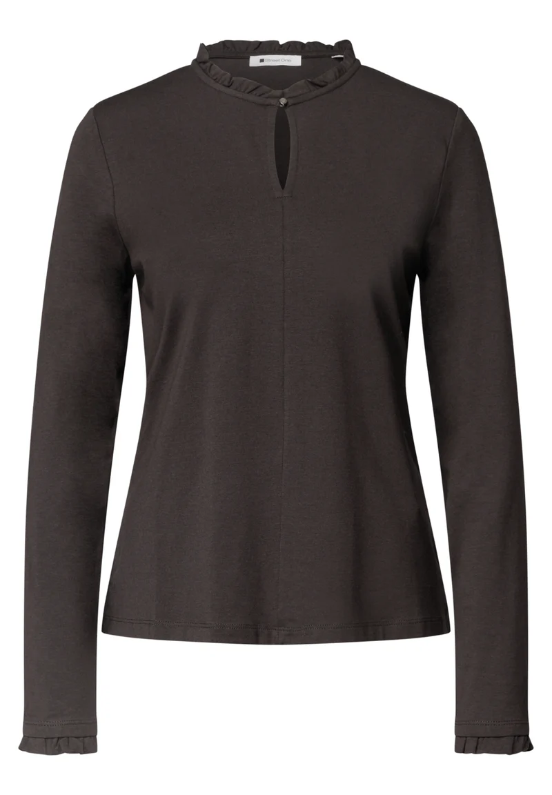 Langarmshirt mit Rüschen und Cut-Out-Detail