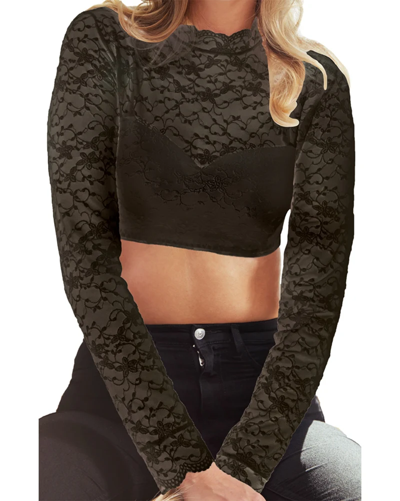 Nina von C. Spitzen Dirndlbluse "Jenna" Langarm 48470971 | Schwarz