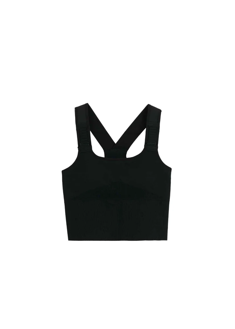 Ribbed Seamless High Support Bra in Schwarz
