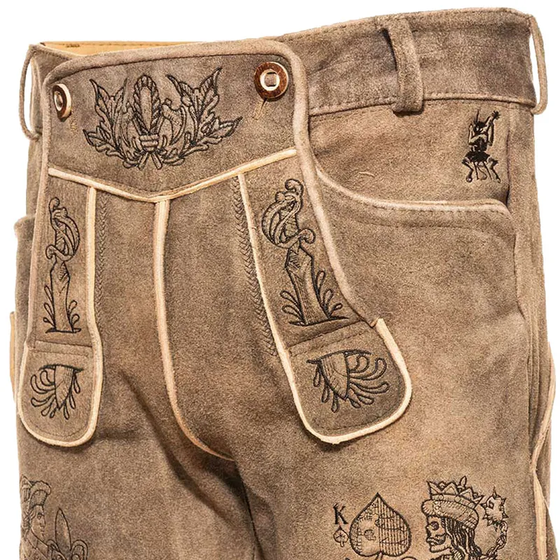 Himmel Arsch und Zwirn Lederhose Königsmörder Beige Hell