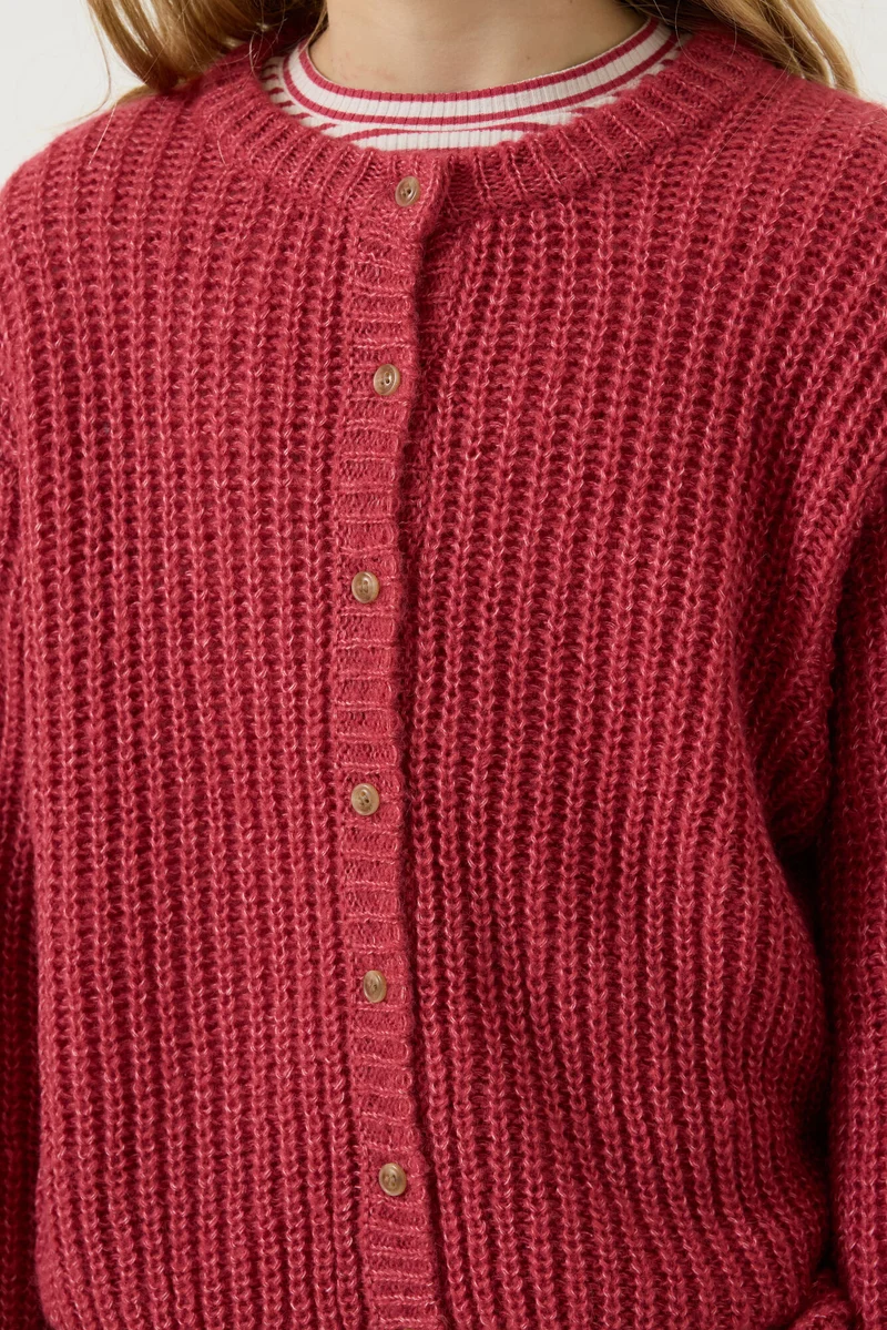 Strickjacke mit Rippstruktur