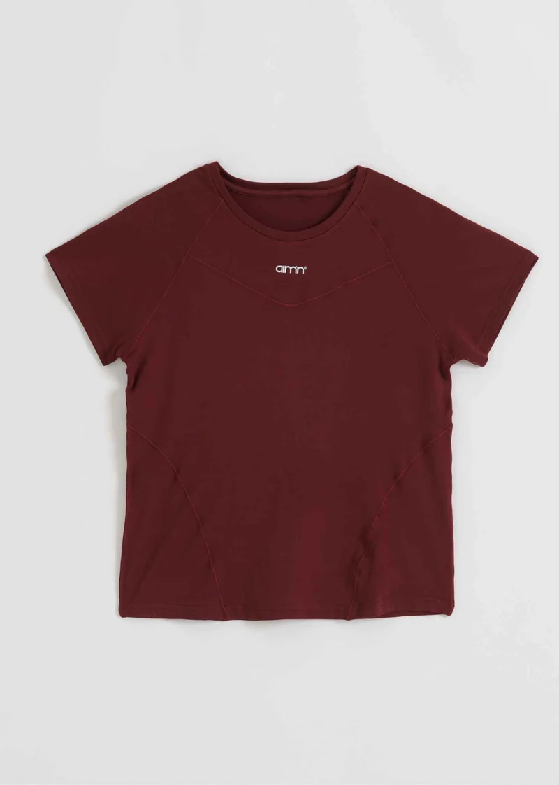 Soft Basic Short Workout-T-Shirt in Merlot