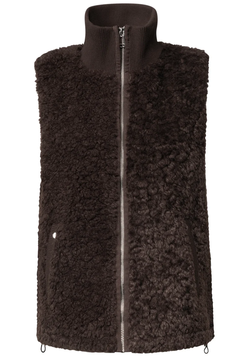 Fake Fur Weste mit Strickdetails