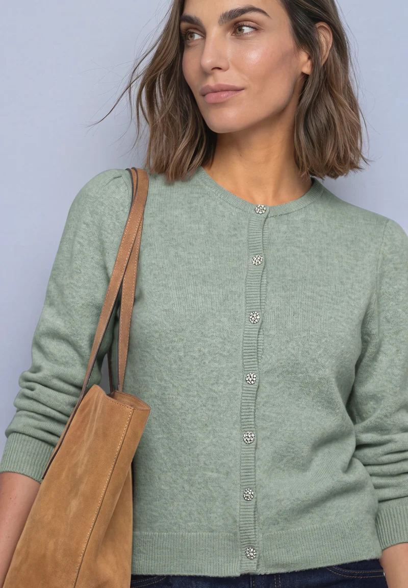 Cardigan mit Rundhals und Knöpfen