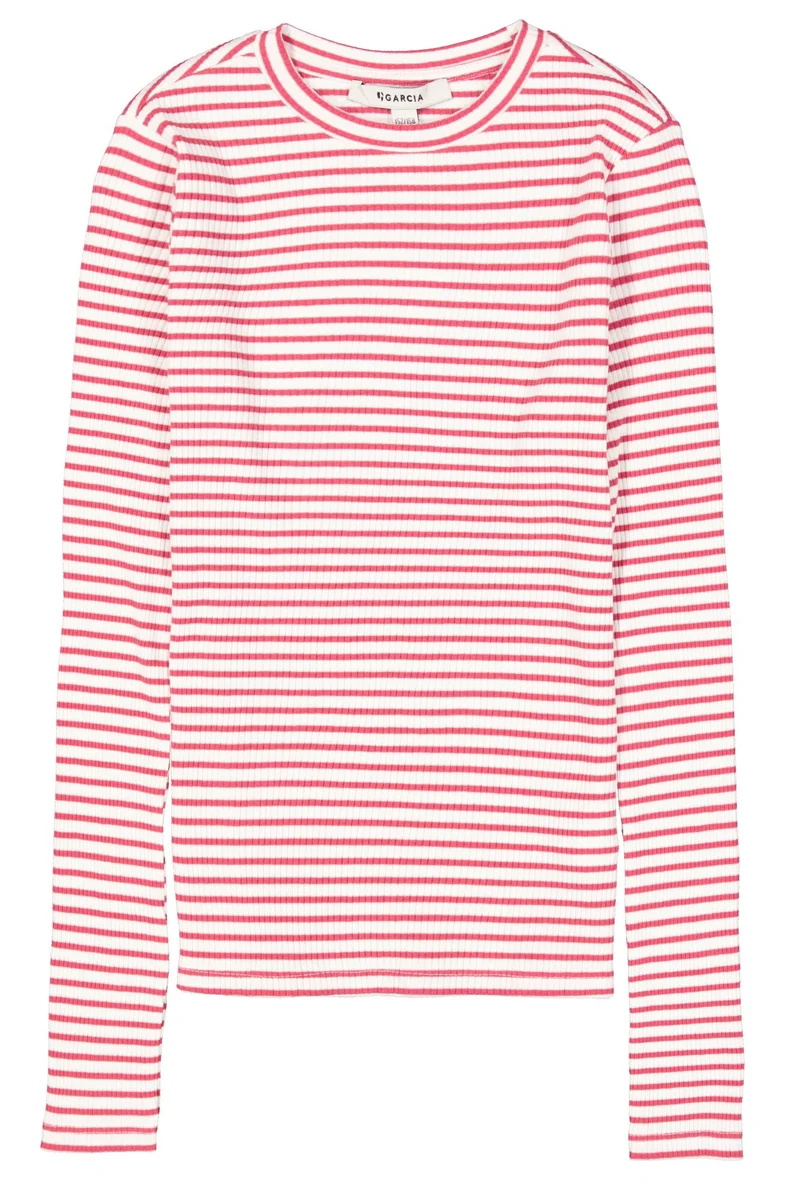Gestreiftes Langarmshirt mit Rippstruktur