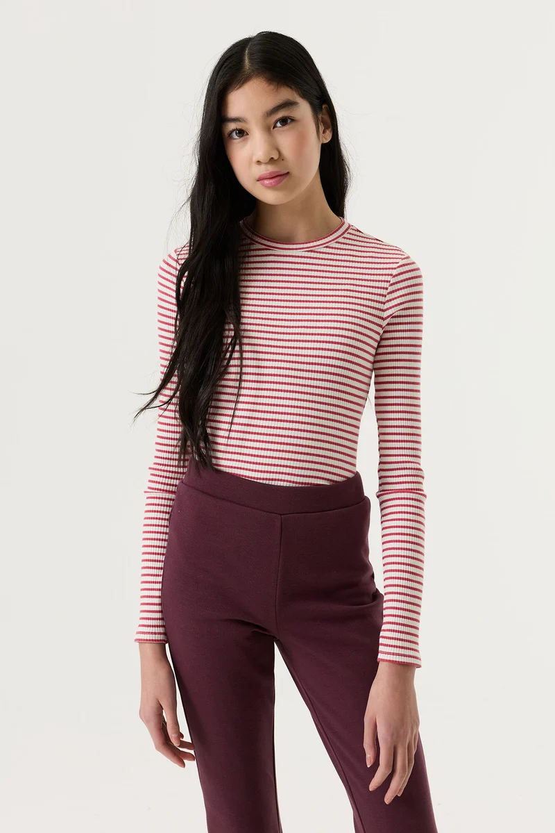 Gestreiftes Langarmshirt mit Rippstruktur