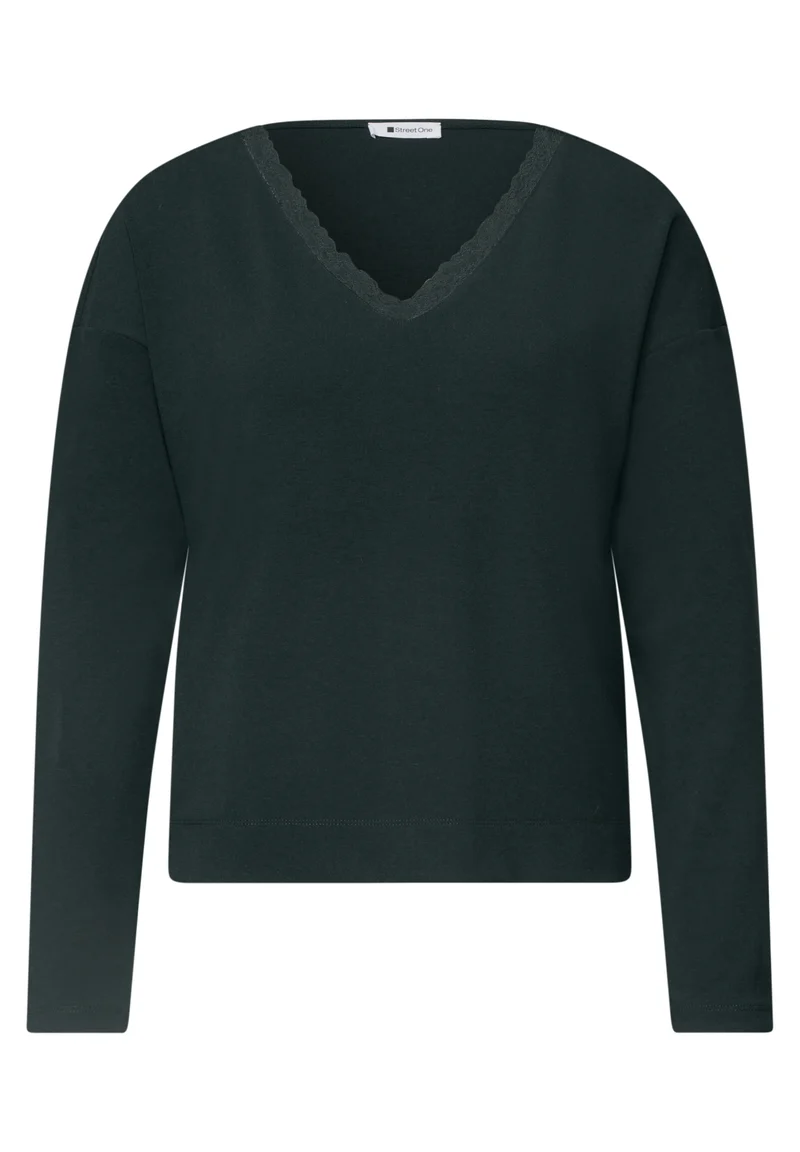 Langarmshirt mit Spitzendetail