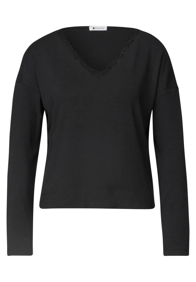 Langarmshirt mit Spitzendetail