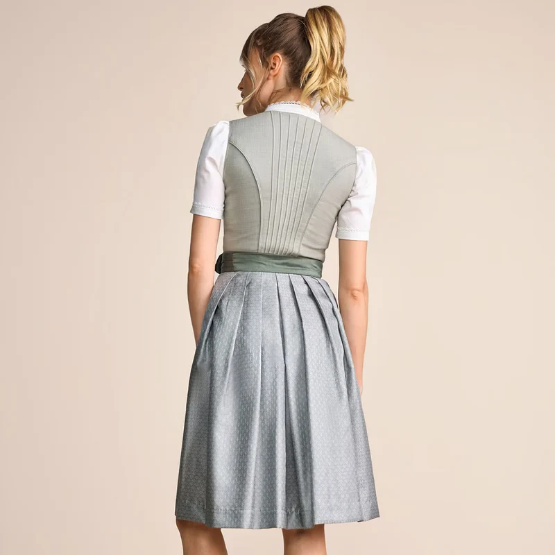 Krüger Dirndl Margit Grün 60cm Leinen Mieder