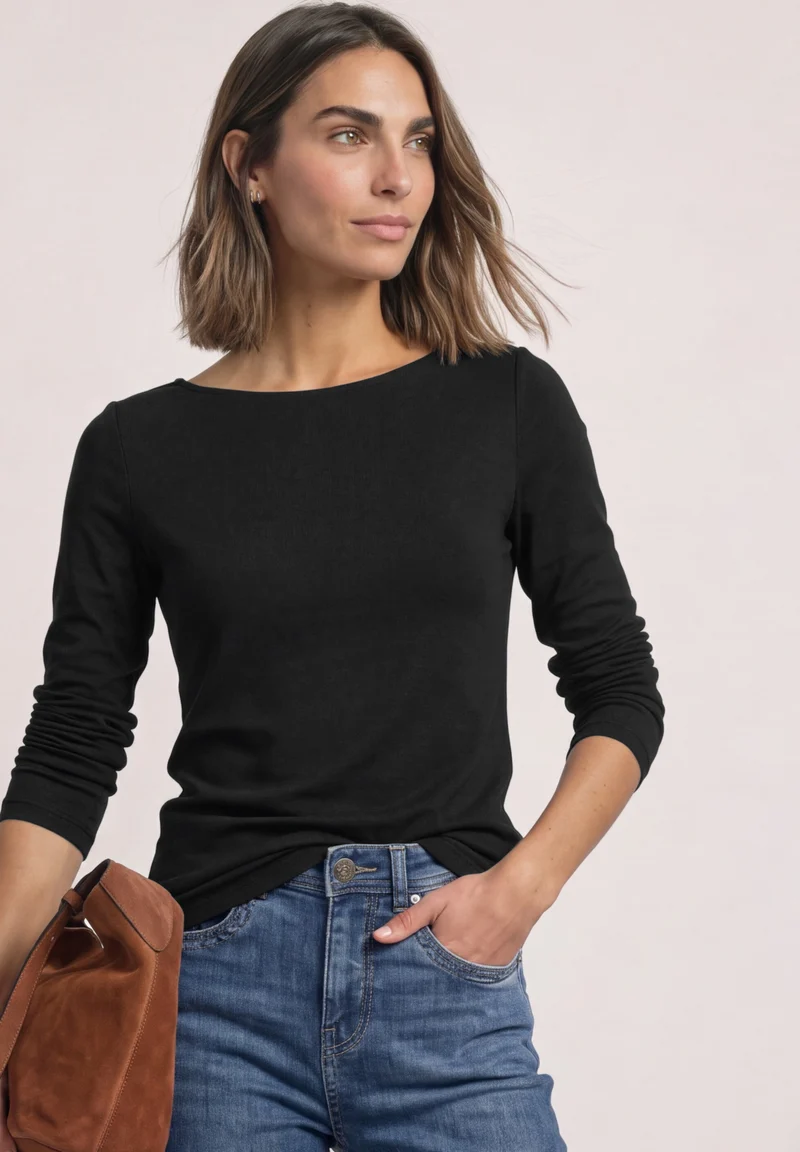 LANEA Basic Shirt mit U-Boot-Ausschnitt