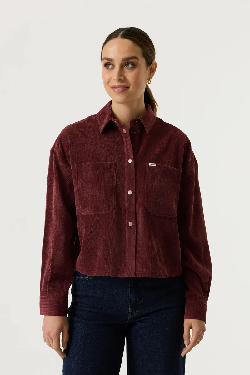 Corduroy-Bluse mit Brusttaschen