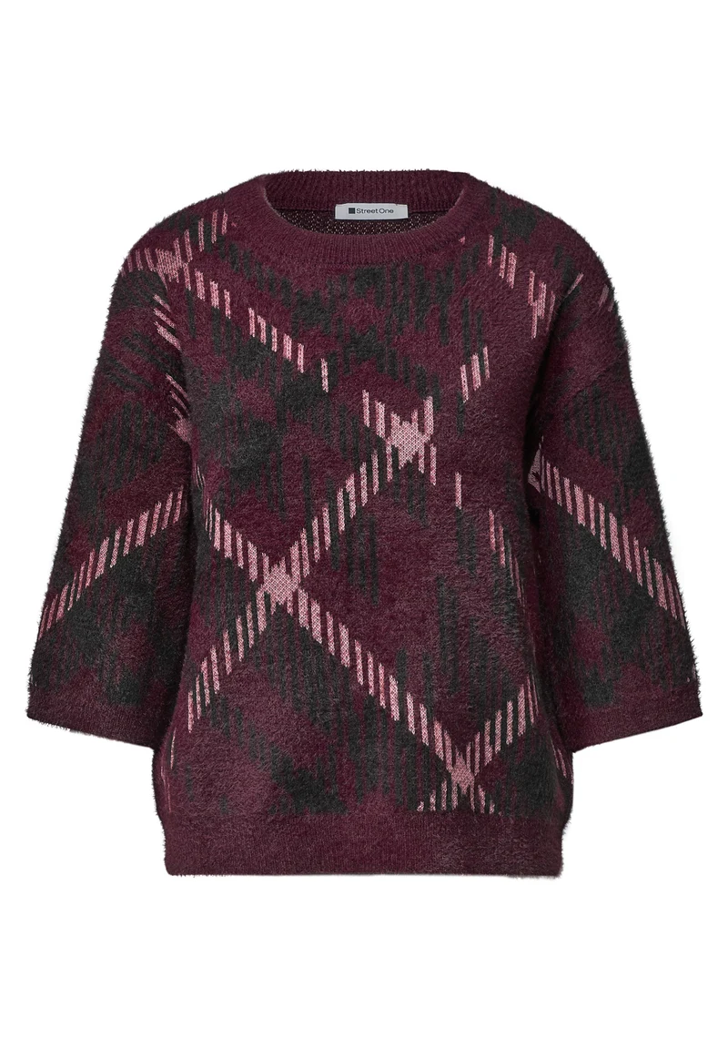 Kurzarm-Pullover im Karo-Look
