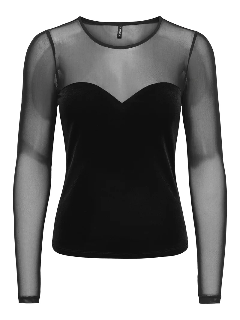 ONLSMOOTH Langarmshirt mit Mesh-Einsatz