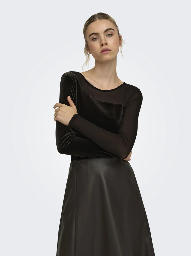 ONLSMOOTH Langarmshirt mit Mesh-Einsatz