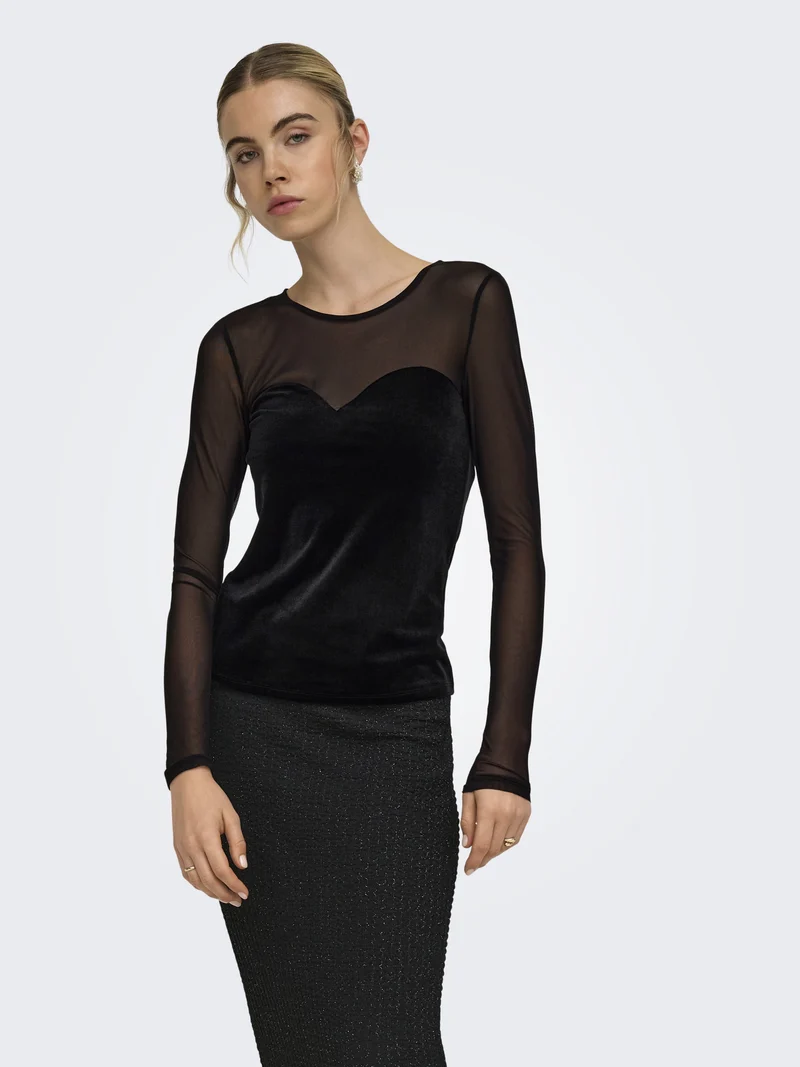 ONLSMOOTH Langarmshirt mit Mesh-Einsatz