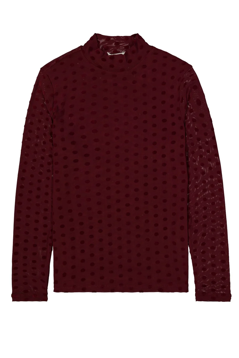 Mesh-Langarmshirt mit Allover-Print