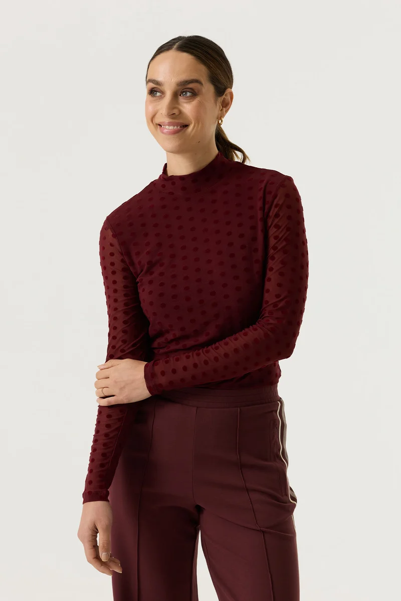 Mesh-Langarmshirt mit Allover-Print
