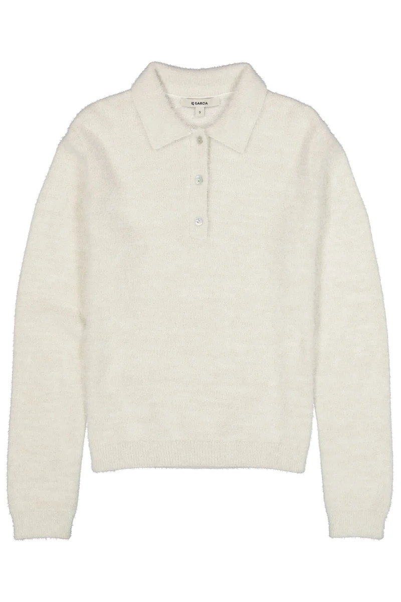 Fluffiges Strick-Poloshirt