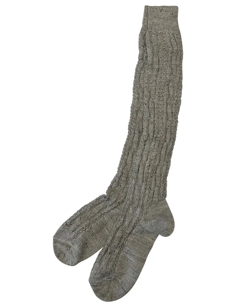 Lange Trachten Strümpfe Shopper Socken mit Zopfmuster | Nussbraun