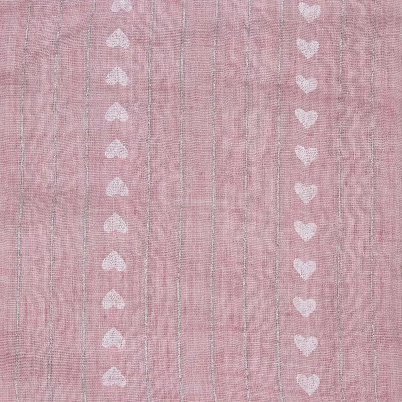 Halstuch Schal Unifarben mit Herzen und Glitzer Streifen 185 x 70 cm | Rosa
