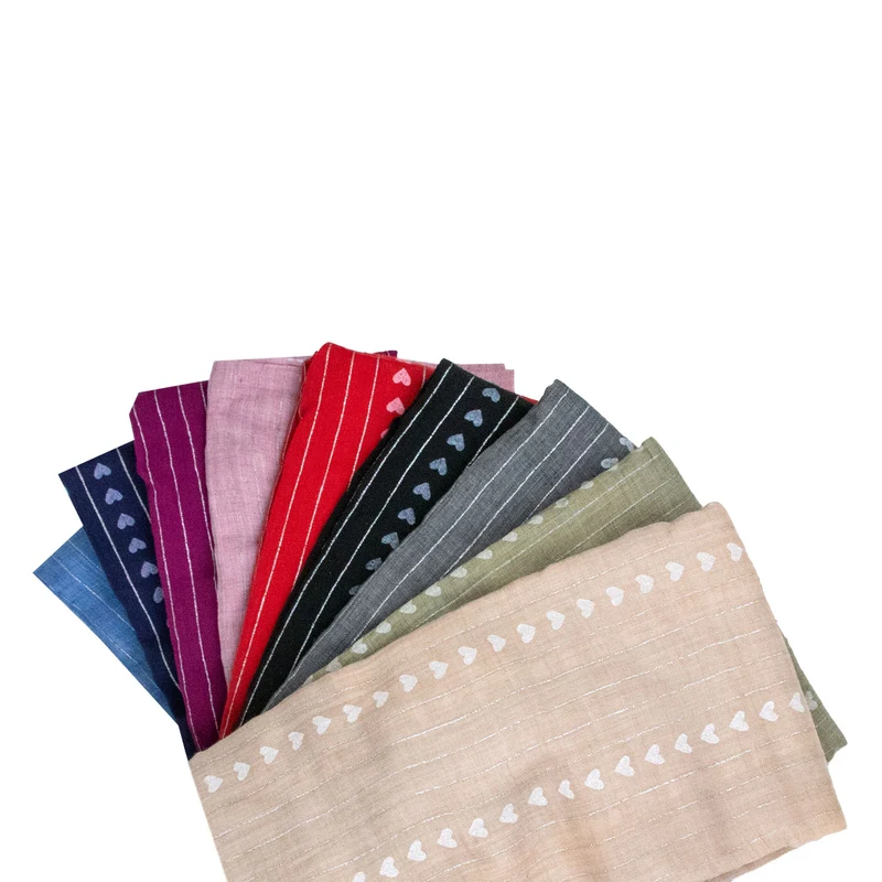 Halstuch Schal Unifarben mit Herzen und Glitzer Streifen 185 x 70 cm | Rosa