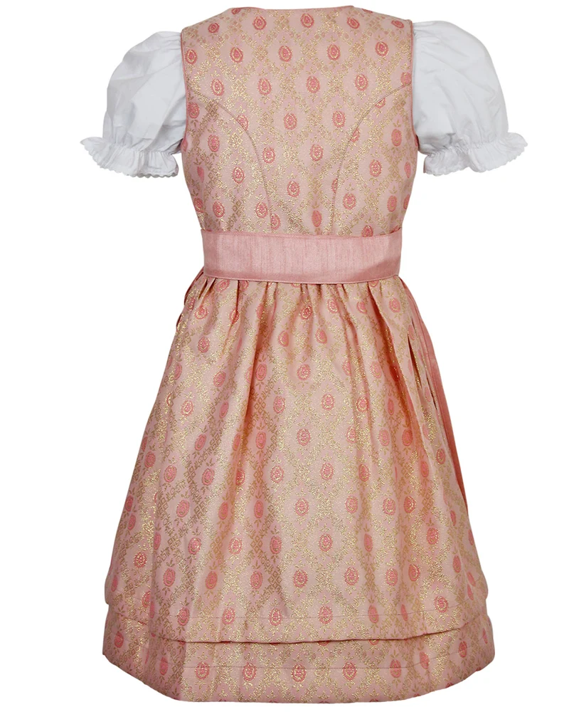 MADDOX Kinder Dirndl "Gabriella" 3-tlg. mit Bluse und Schürze | Rosa Glitzer