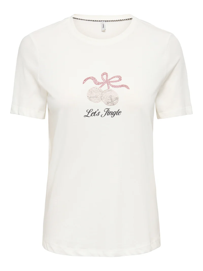 ONLJINGLE XMAS-Shirt mit Strasssteinen