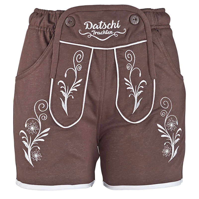 Damen Lederhosen Jogginghose Kurz Braun