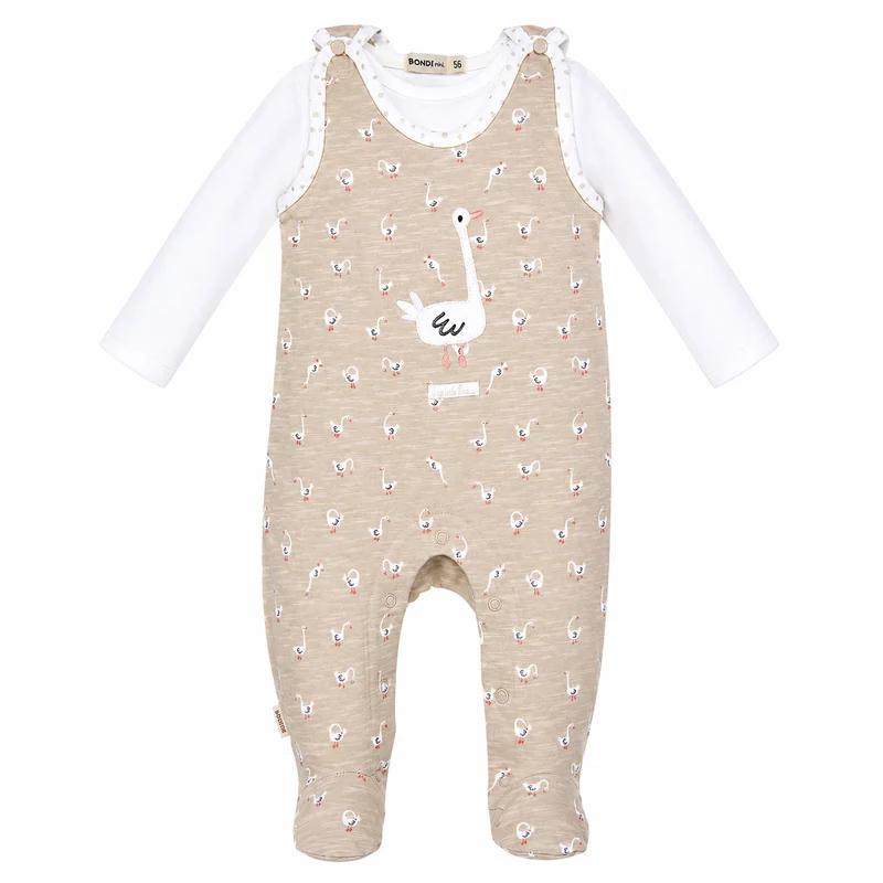BONDI Baby Strampler "Gänschen" 93959 | gans allover Beige - Babystrampelanzug