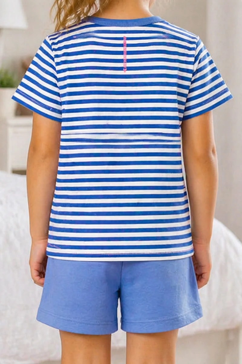 BONDI Shorty - Schlafanzug "Pferde-Motiv" 36231 | Blau