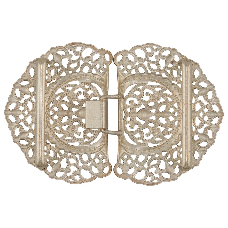 Dirndlschürzenschließe "Talea" mit Ornamentmuster 51485 - Stegbreite 4 cm | Weißgold